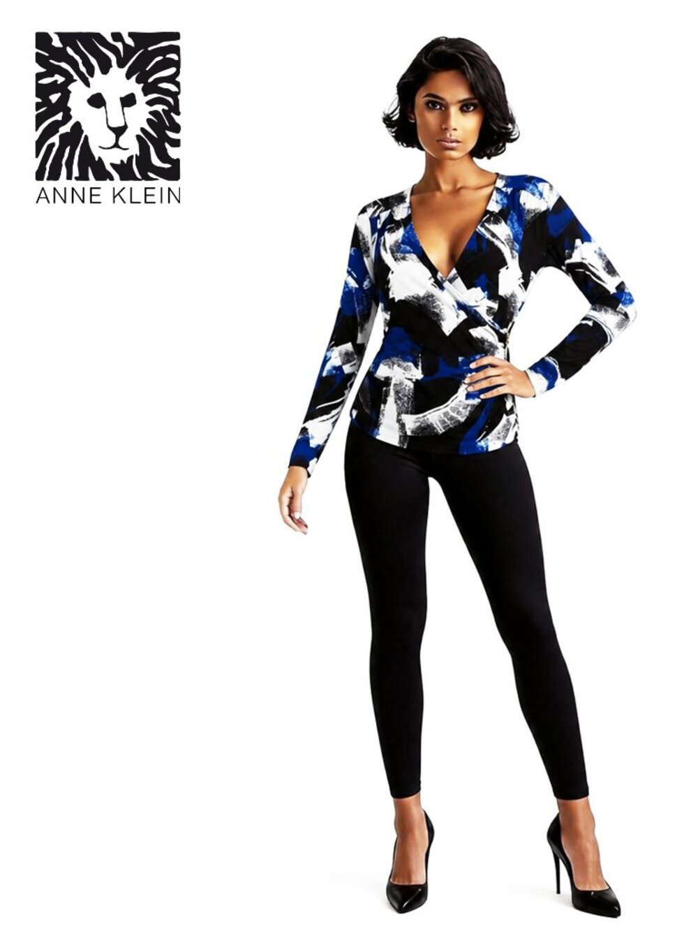 Long sleeve Anne Klein wrap blouse